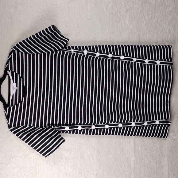 Suncoo Paris Celeste Black White Striped Short Sleeve Mini T-Shirt Dress - Picture 12 of 12